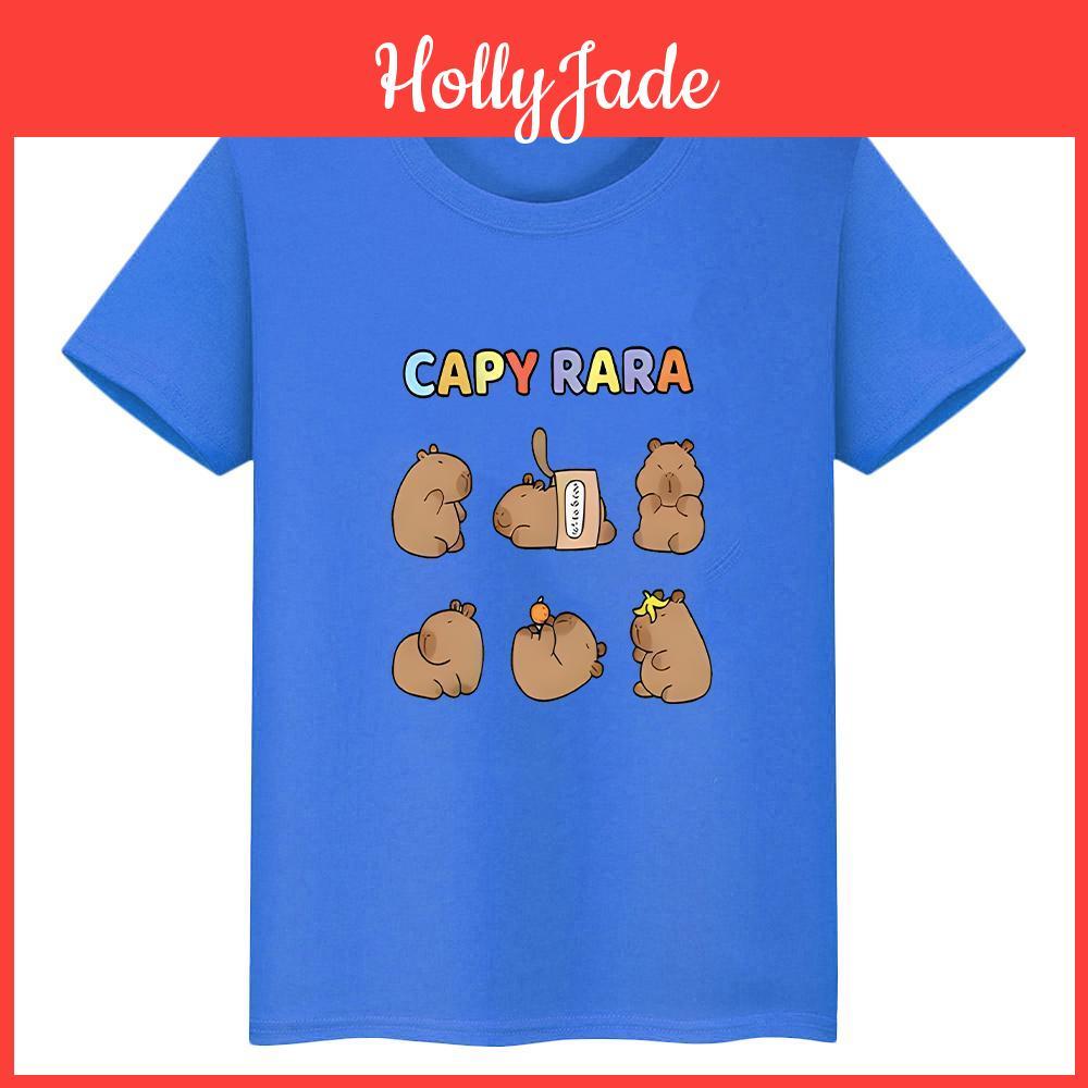 Print T 100cotton Capybara Shirt For Kids Boy10year Anime Short Capybara Cute Tees Tops Pride Tshirt Y2k One Piece Girl Clothes