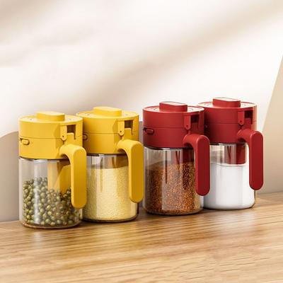 Sealed 2 In 1 Salt Container Dustproof Locking Design Spice Sorting Bottle Moisture-proof Spoon Separated Glass Seasoning Box