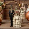 1 Halloween Couple Skeleton Statue Ornament, Vintage Wedding Dress Style, Home Desktop Party Decoration, Spooky and Romantic Atmosphere Item