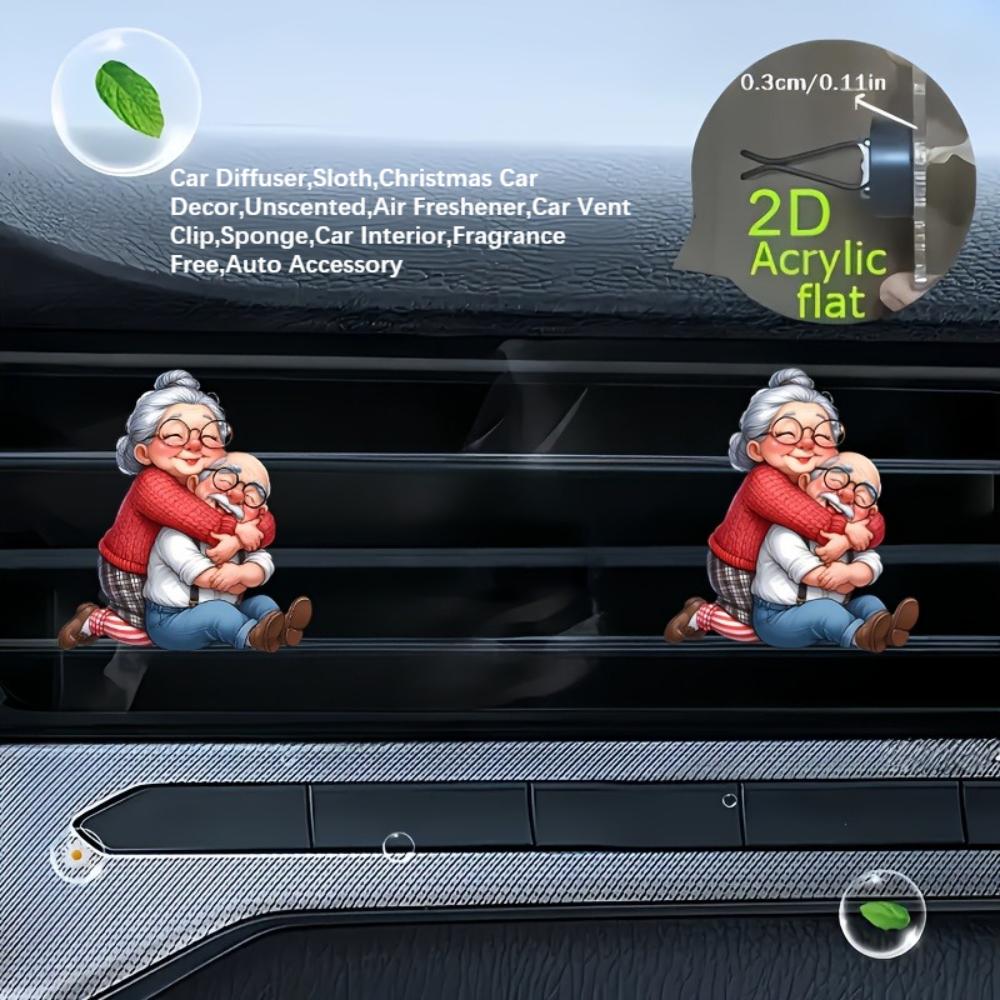 2D Flat Loving Couple Car Vent Clip Decorative Diffuser (fragrance Not Included), Car Interior Decoration, Aromatherapy Clip, Ideal for Holiday Gifts