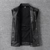 Black Genuine Cow Leather Vest Men Motorcycle Vests Slim Fit Men's Moto Club Biker Waistcoat Spring Summber