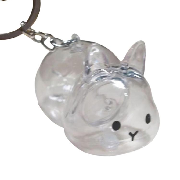 Functional Rabbit Shape Keepsakes Pendant Keychain Bunnies Hair Storage Box Clear Pet Furs Organizers Bag Charm Gift