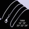 1/1.5/2MM 40cm-60CM Thin Real 925 Sterling Silver Slim Box Chain Necklace Women Girls Children Jewelry kolye collares collier
