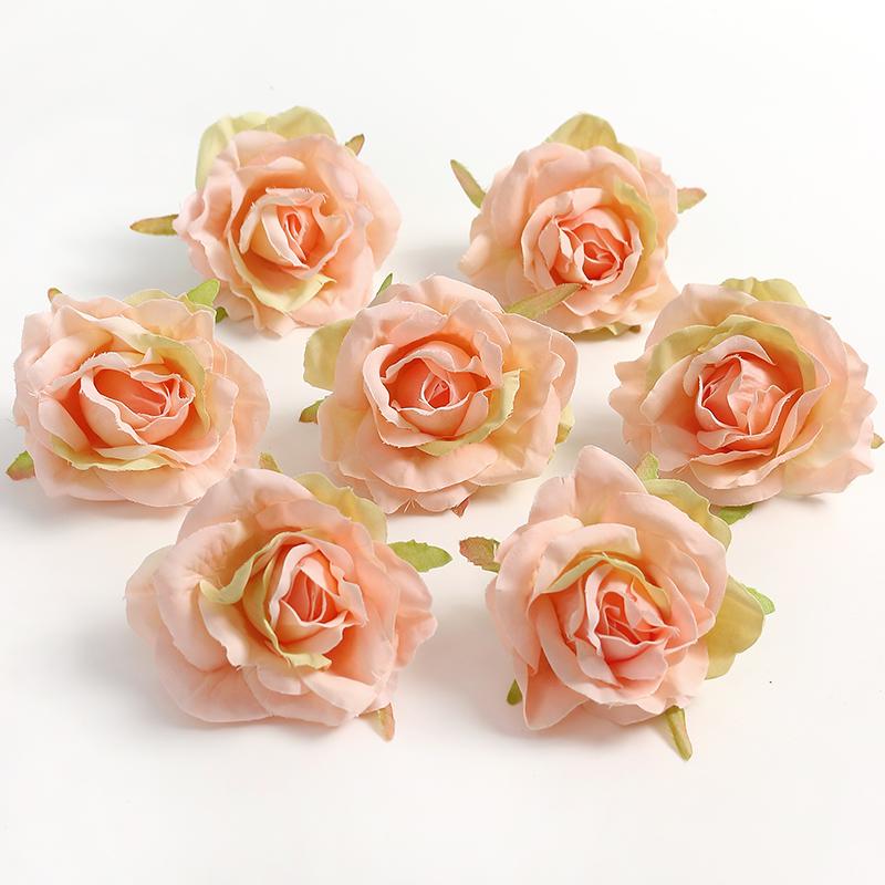 3/5Pcs Rose Artificial Flowers Heads 7cm Fake Flowers for Marriage Wedding Decorations Home Decor DIY Craft Garland Accessories