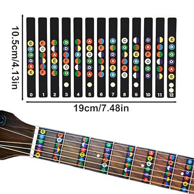 1/6pcs Colorful Guitar Fretboard Note Stickers, Note Decals Guitar Fret Stickers for 6-String Acoustic & Electric Guitar YMY