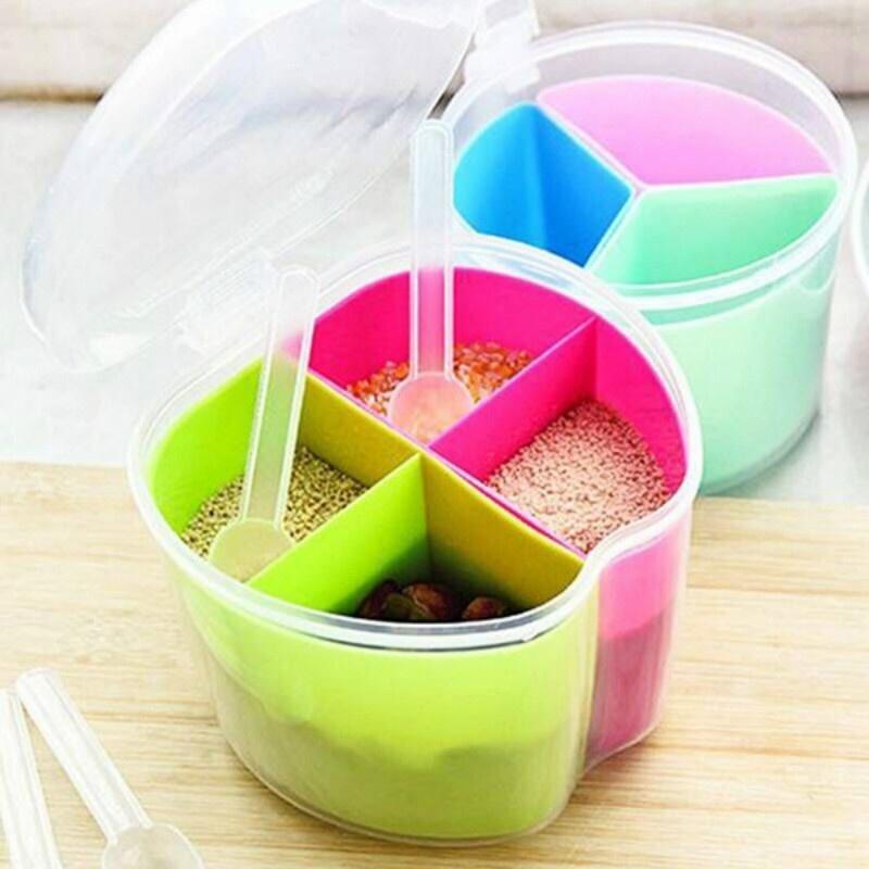 Seasoning Box Colorful Integrated Frame Color Round Seasoning Box 3 - In - 1 Seasoning Pot with Spoo