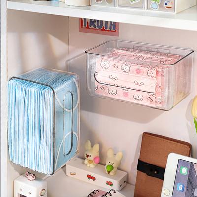 Transparent Storage Box Wall Mounted Tissue Box Large Capacity Mask Holder Home