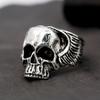 Retro Wings Skull Ring For Men Silver Color Punk Gothic Rock Hiphop Open Ring Handmade Designer  Biker Accessories Gift