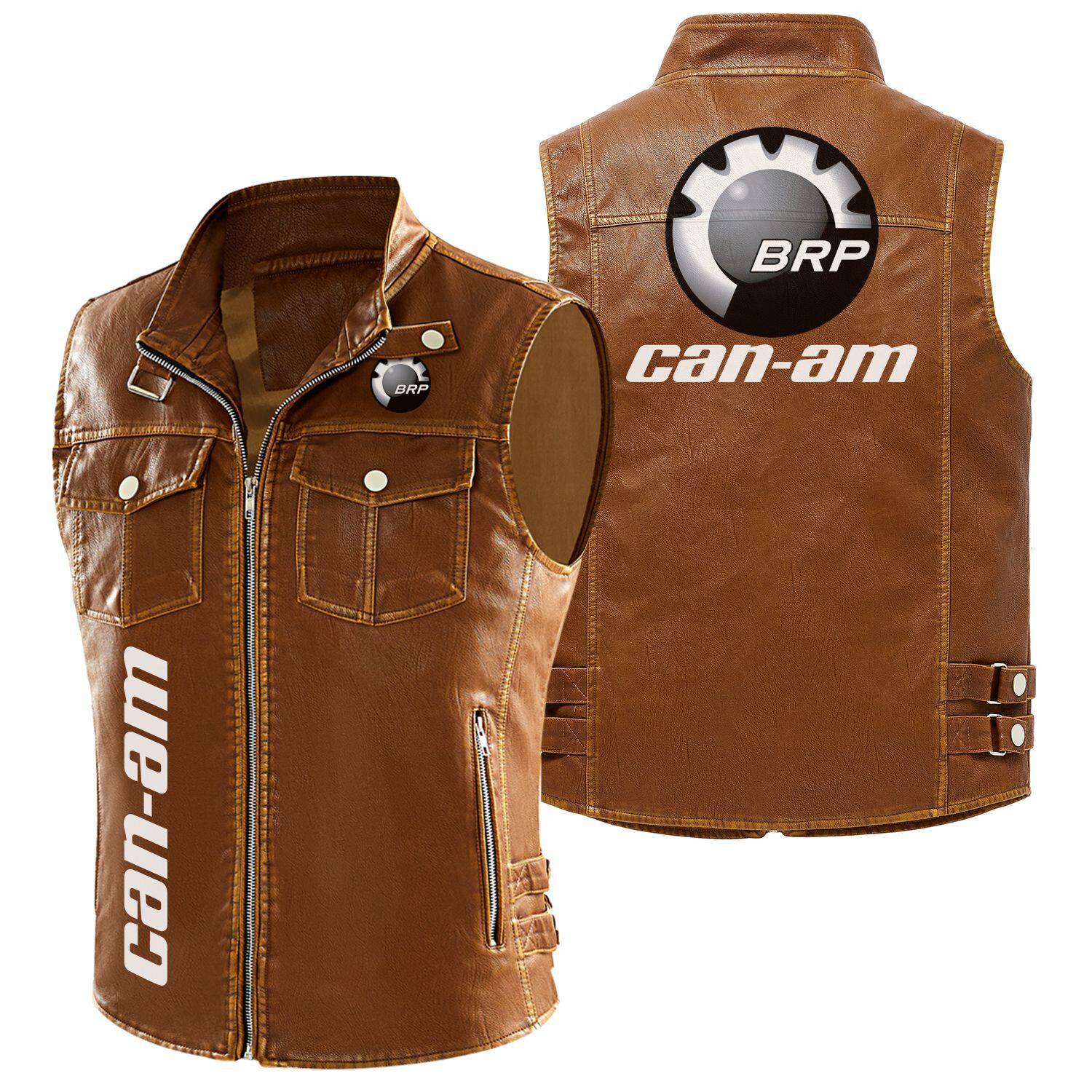 

Мотоциклетная кожаная куртка No+high-end, жилет-комбинезон из искусственной кожи Motorcycle Knight Cadidu XXXL коричневый