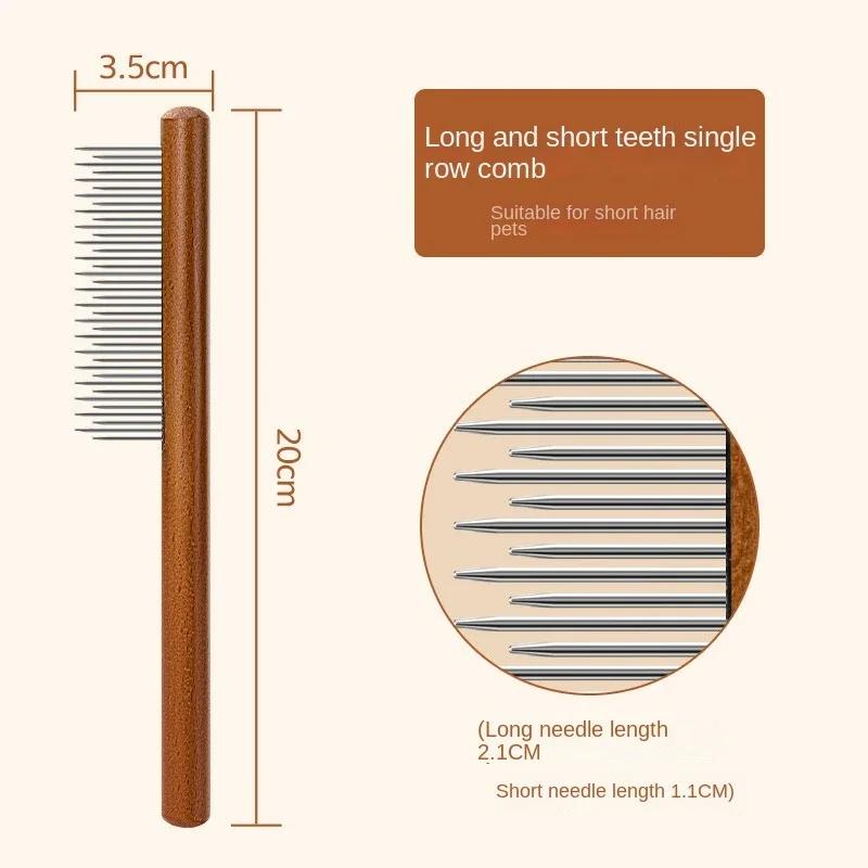 Dog Comb Pet Stainless Steel Pet Hair Remover Wooden Handle Pets Dogs Accessories Solid Puppy Cleaning Tools Grooming Brush Home