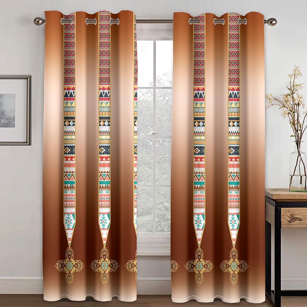 2 Pieces Egypt Luxury Muslim Ramadan Festival Roman Semi Blackout Drapes Window Cortinas De Salon Bedroom Decor Free Shipping