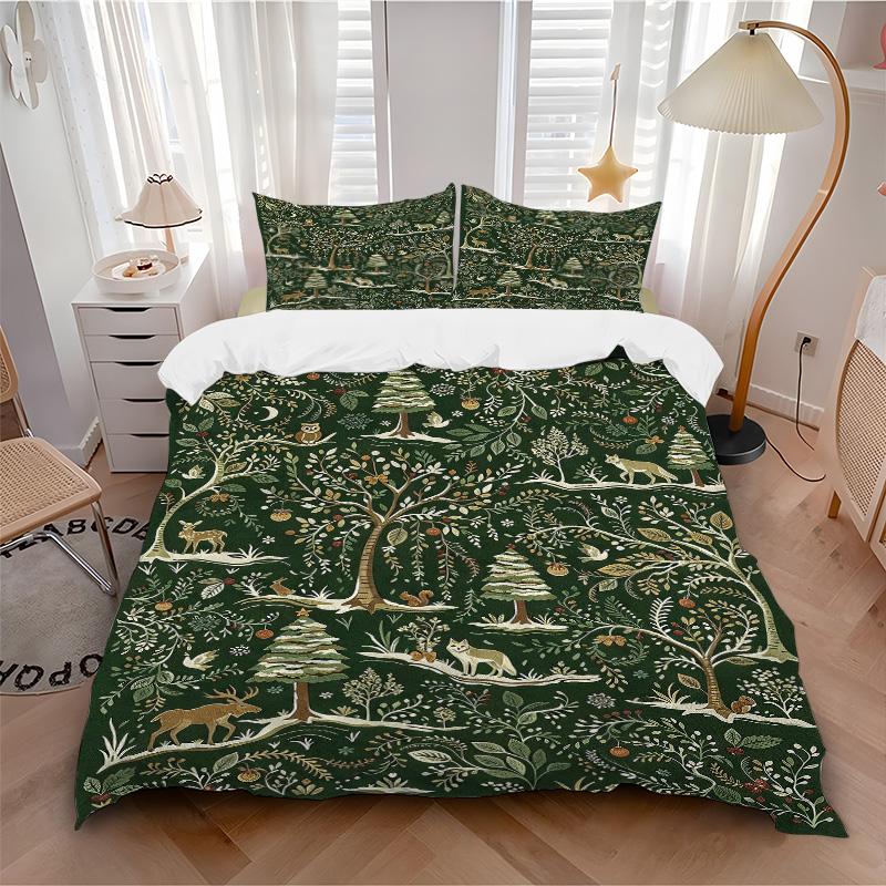 Forest Life Bedding 3 Piece Set HD Print Duvet Cover Pillowcases for Teens Adult Bedroom Decoration Christmas Gift