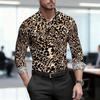 2026 Nuova Camicia da Uomo Personalità Retrò Stampa Leopardata Manica Lunga Business Slim Fit Tendenza Moda Top Casual da Uomo