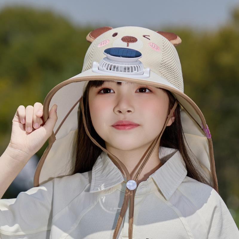 Barnhatt tecknad söt stor brätte med fläkt bucket hat pojkar och flickor utomhusutflykt sjal solskydd visir