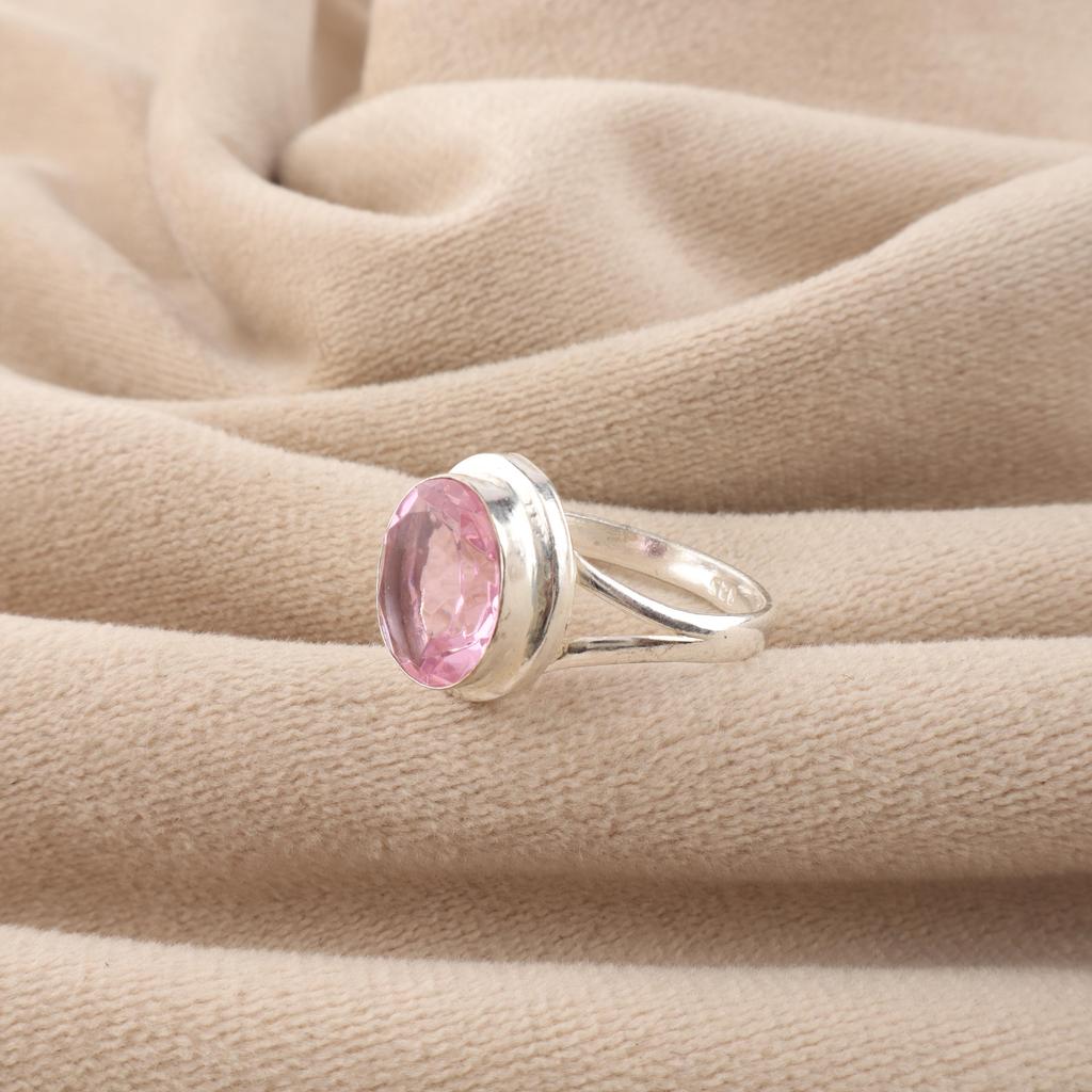 Natural Morganite Gemstone 925 Sterling Silver Pretty Proposal Ring For Valentine's Gift/Special Occasion RR-80-5