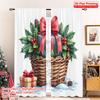 2pcs 2D Flat Printing Merry Christmas Popular Drapes Christmas Gift Basket Holly Berries 100% Polyester Without Electricity 0