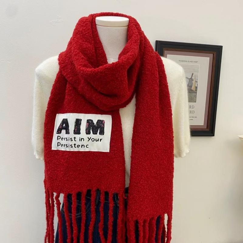 Solid Color Wool Scarf Women s New Winter High End Versatile and Cute Scarf Men s Neck Protection Korean