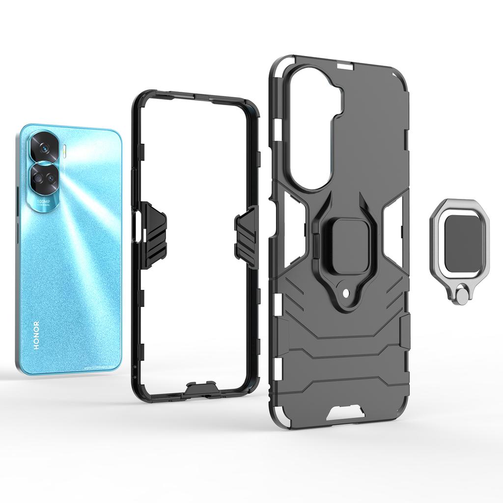 For Honor 90 Lite 5G/X50i 5G Protective Cover Ring Holder Kickstand TPU+PC Phone Case