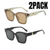 2PACK New Fashion Full-frame Korean Light Luxury One-piece Square Large Frame Sunglasses Holiday Travel Sunscreen Sunglasses