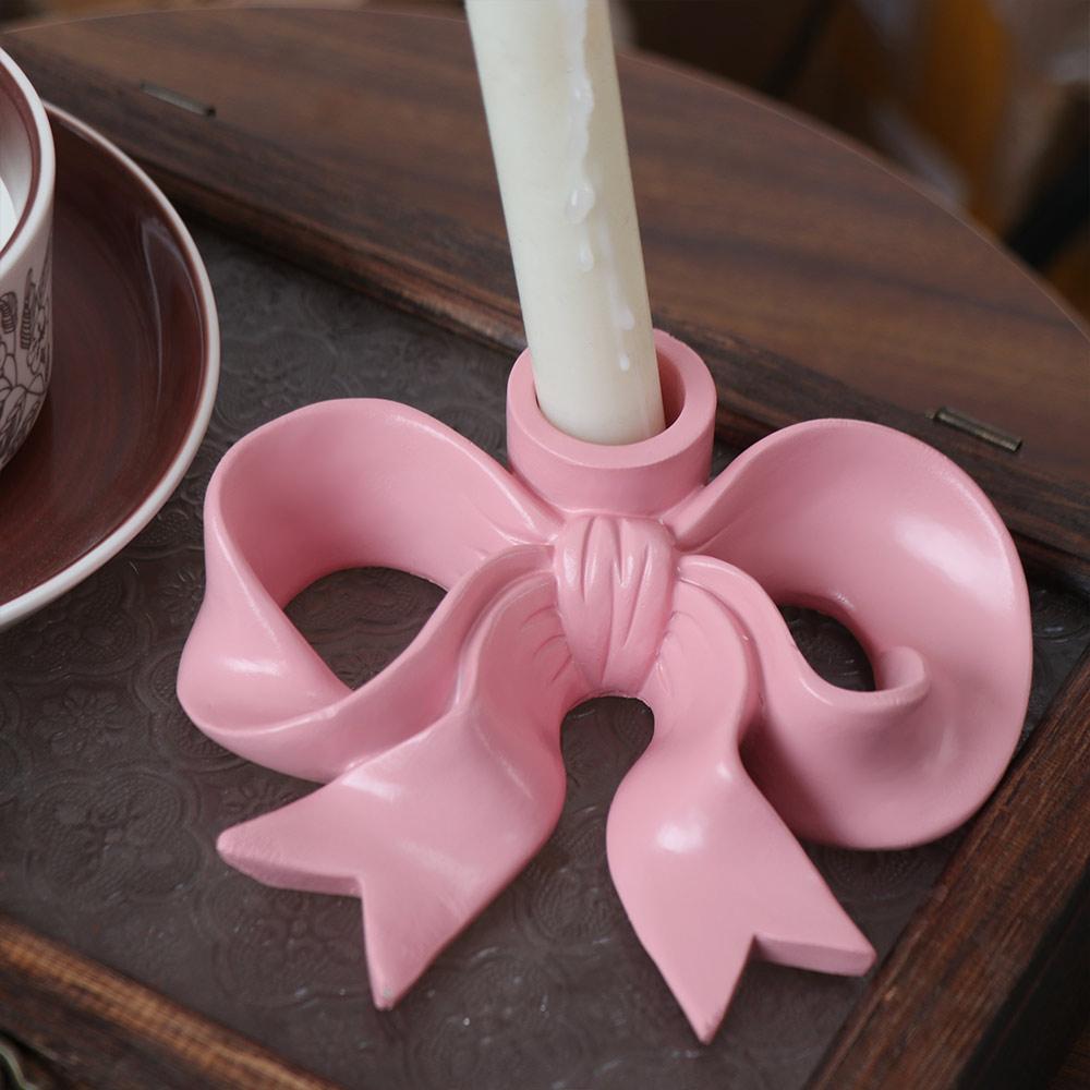 Romantic Long Candle Candlestick INS Bowknot Shape Candlestick Candle Stands  Home Room Decor