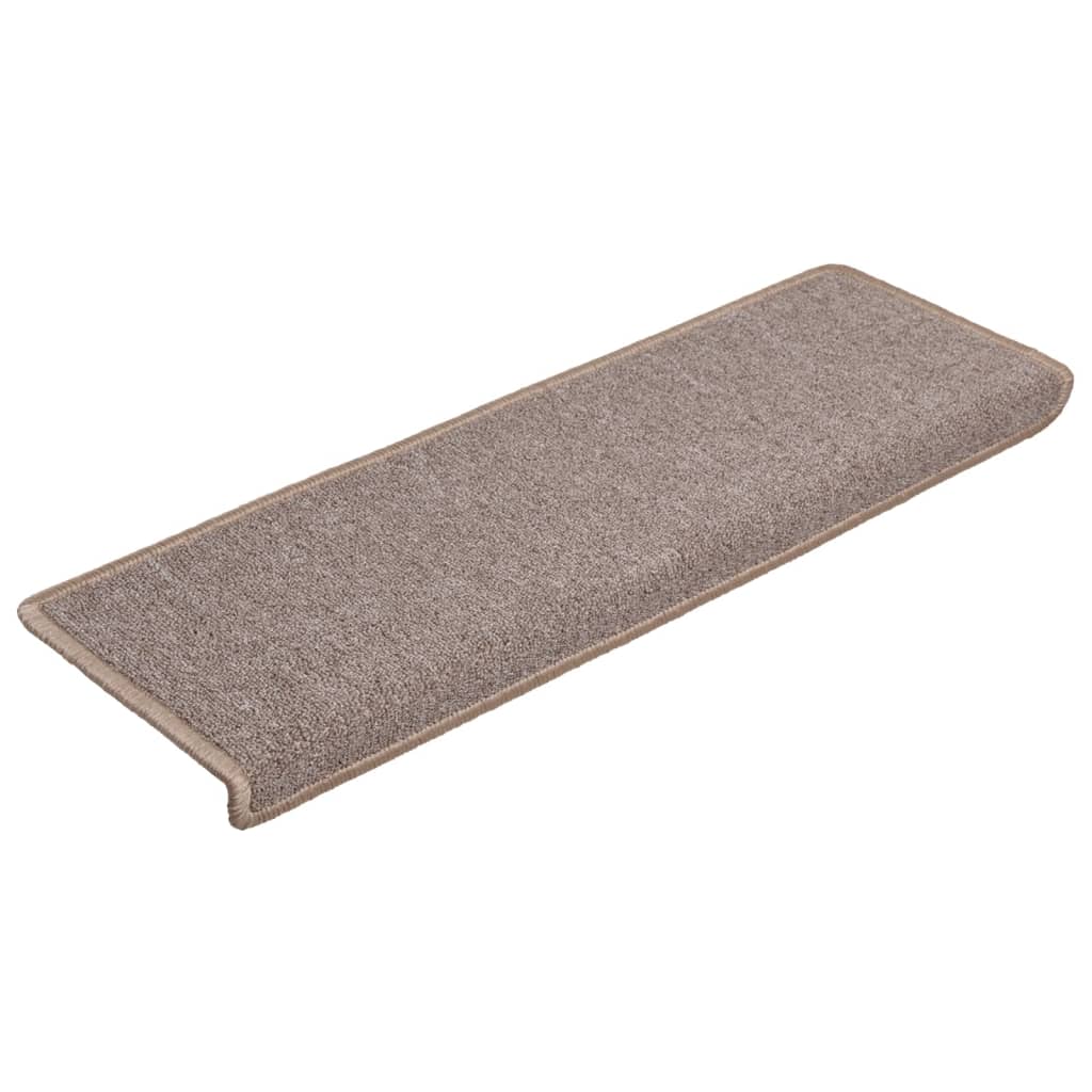 Vidaxl Maty Na Schody 15 Szt. 65X21X4 Cm Jasnobrązowe, Prostokątne Krawędzie