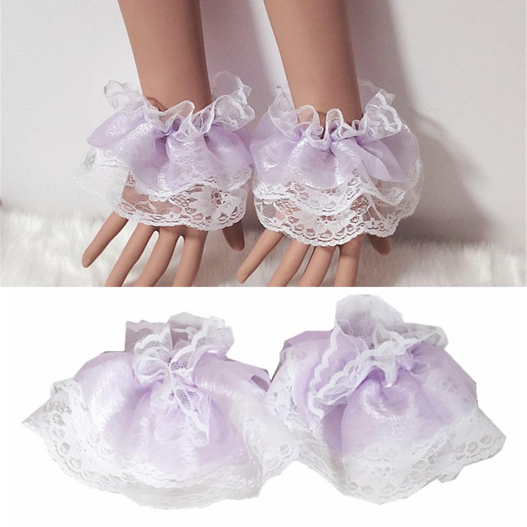 Japanese Maid Wrist Cuffs Lace Short Hand Sleeves for Wrist Coverage and Elegant Anime Outfit Dressingup Accessories