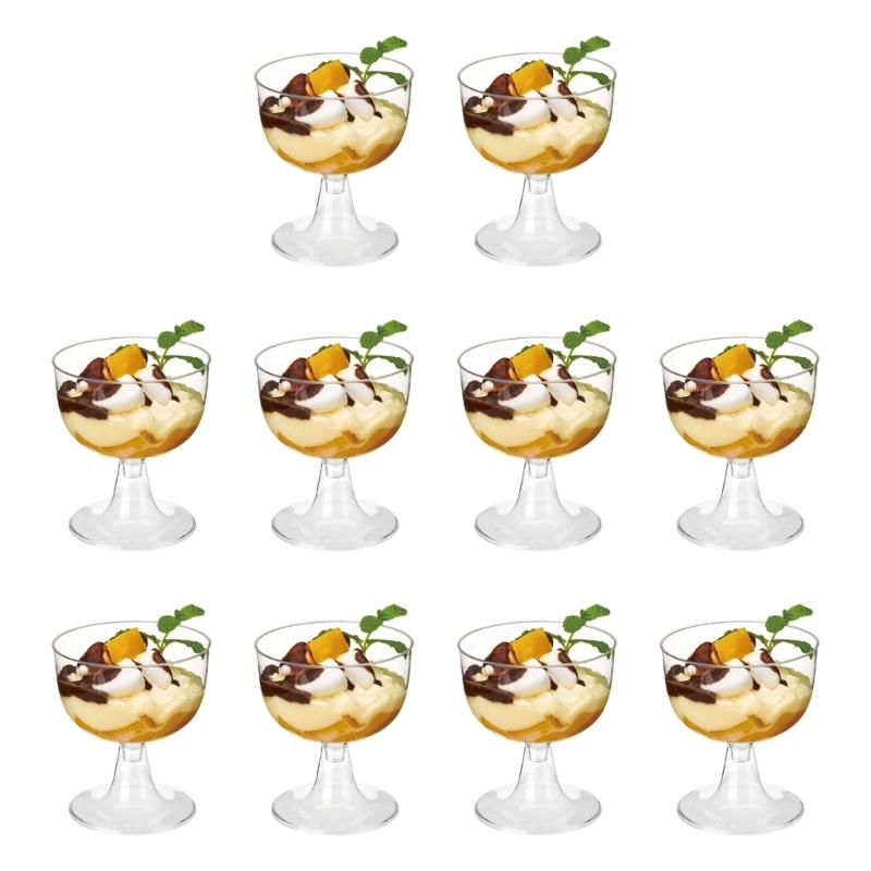 10pack Elegant Plastic Dessert Cups for Ice Cream Mousses and Yogurt Great for Birthday Celebration