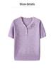 Summer Knit Top with 3D Floral Embossing, Breathable Short Sleeve, Casual and Loose Fit for Middle-Aged and Elderly Women