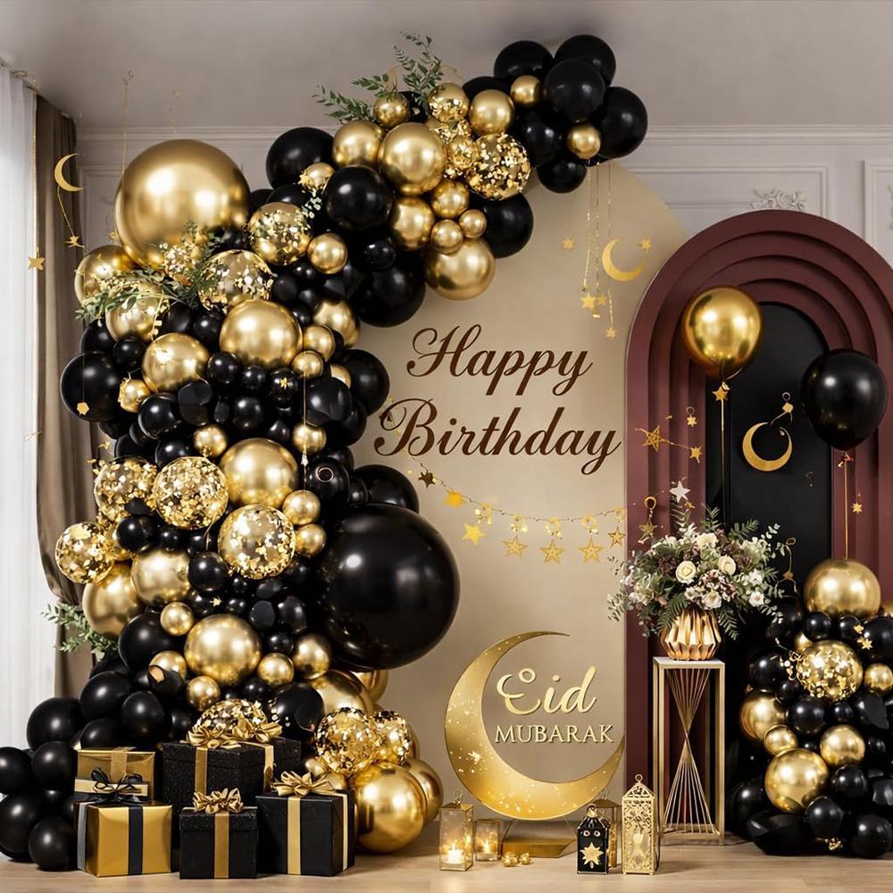 Metal Gold Confetti Balloons Garland Black Gold Ballon Arch Kit Birthday Party Baby Shower New Year Graduation Decoration Globos