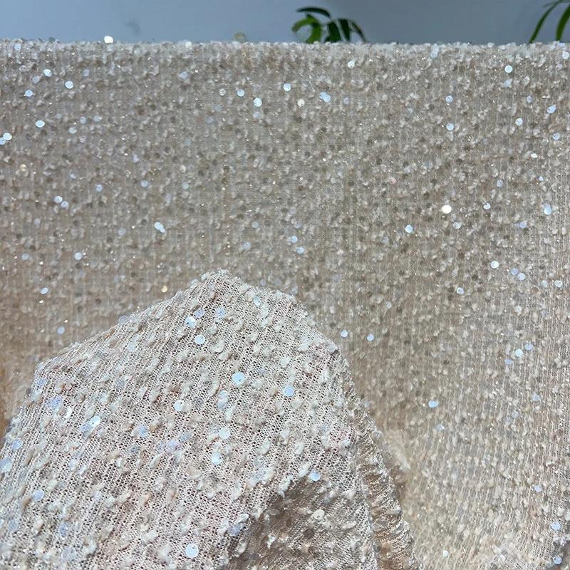 1/3/5yard Mesh Sequined Embroidery Fabric Elastic Mesh Vertical Sequin Fabric for Sewing Party Dress Wedding Stage Clothing