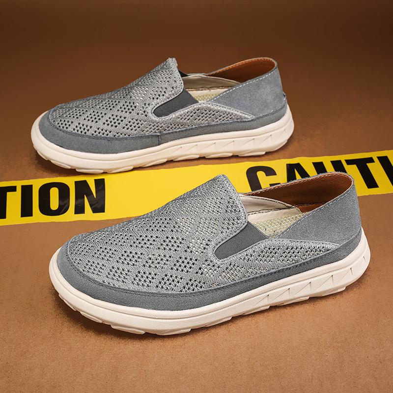 

Men s shoes spring casual new shoes mesh surface hollow breathable thin mesh shoes cover feet 47 серый