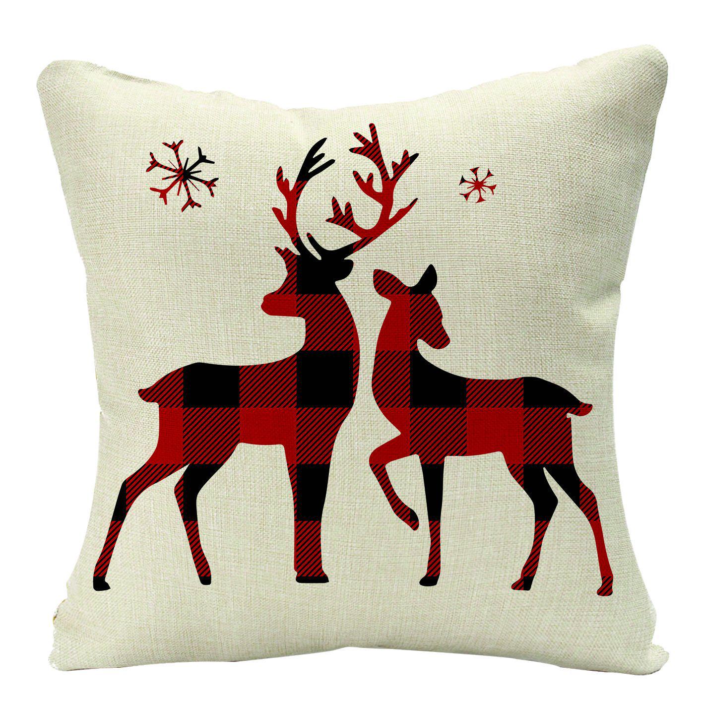 

Christmas Plaid Linen Pillow Cover Festive Home Ornament Gift Sofa Pillow Cushion Cover Premium Durable Quality 45*45cm