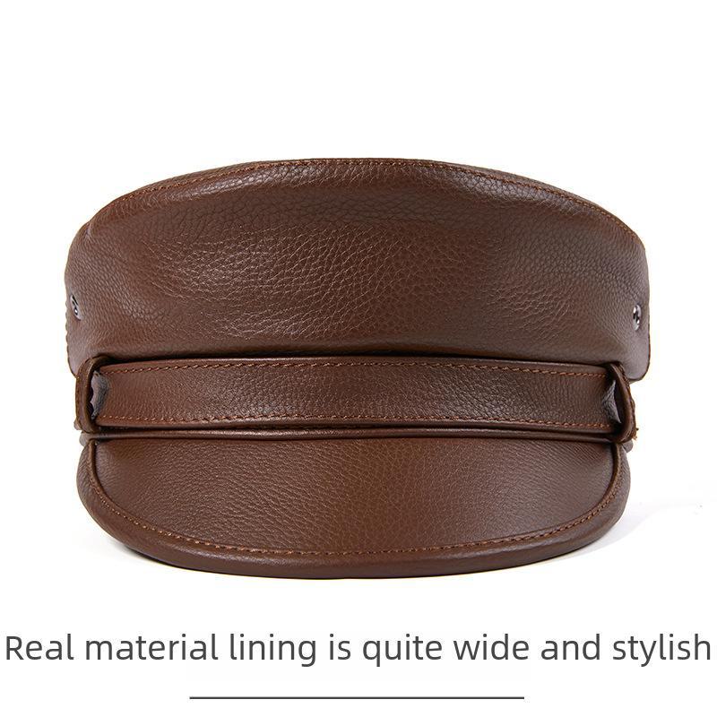 Unisex Kapitänsmütze aus echtem Leder: Deutsche Baskenmütze für Harley-Retro-Punk-Motorräder.