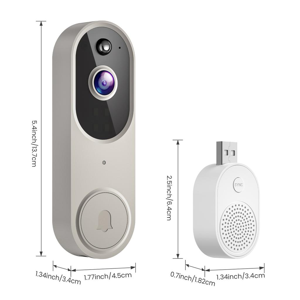 Wireless Video Doorbell Camera with Two-way Audio, Monitoring, Wi-Fi Connectivity, High-definition Night Vision, and Smart Features.