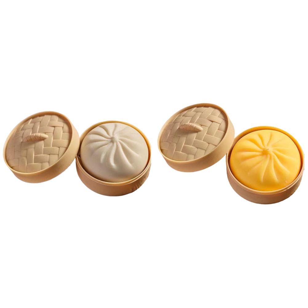 Colorful Bun Bao Squeeze Dough Ball Creative Fake Stress Balls with Food Steamer Stress Relief Sensory Hand Toy For Kids Gifts