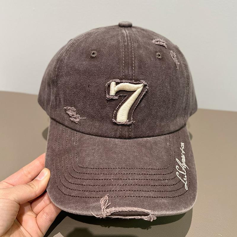 Meimeier Washed distressed hole soft top baseball cap for men and women american streetembroiderletter peaked cap