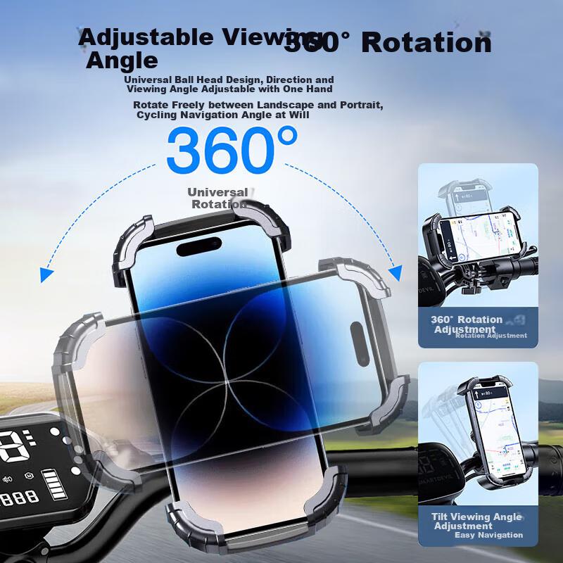 KOVOL Cycling Phone Mount for Bicycles, Electric Bikes, Mountain Bikes, E-Bikes, Motorcycles, Food , Shockproof Phone Holder