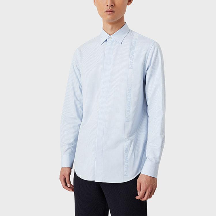 Emporio Armani Striped Print Long Sleeve Shirt Men shirts Blue B1SM0B-B12F5-019
