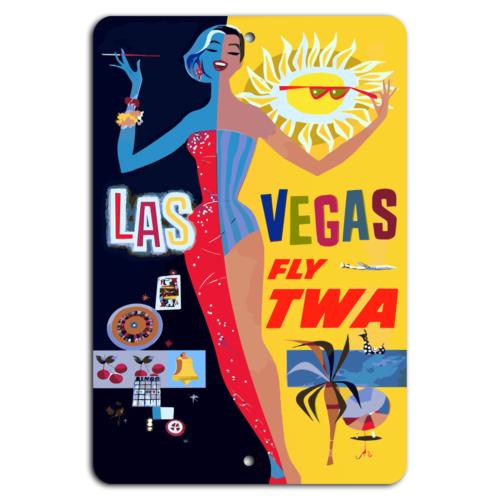 Fly TWA to Las Vegas Vintage Glamour Travel SignAluminumtin sign 20x30cm(7.8x11.8inch)