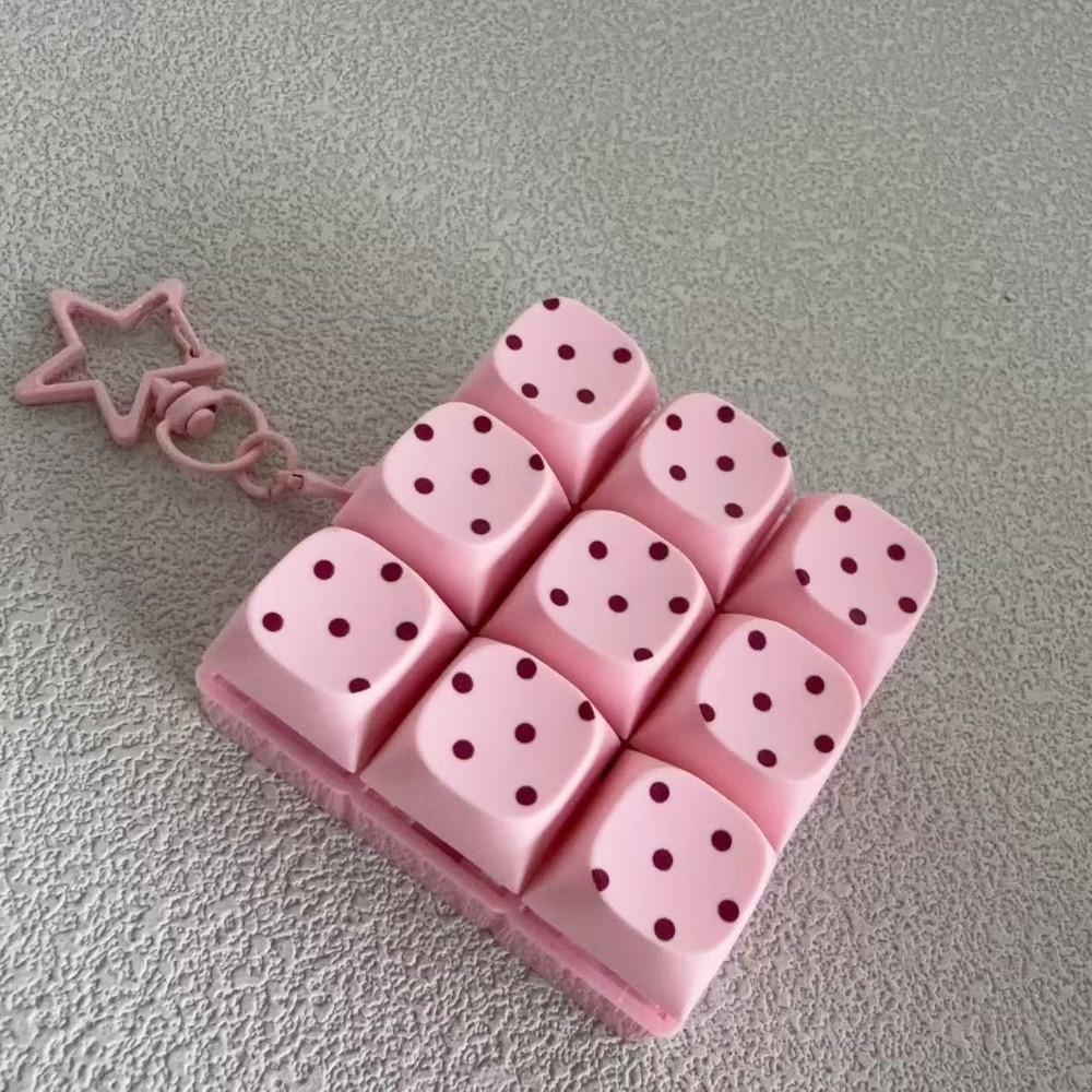 Polka Dot Pattern Fidget Keychain 3/4/6/9 Keys Bag Pendants New Keycap Fidget Toy  for Adult Kid
