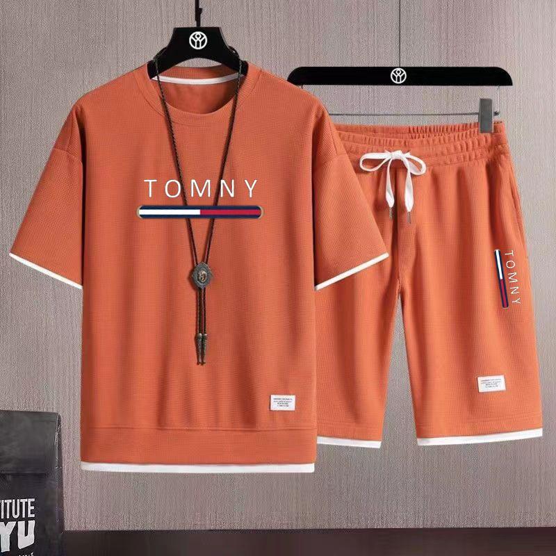 Nuovo set estivo traspirante da uomo a maniche corte e pantaloncini, alla moda, per esterni, spiaggia, casual, completo da uomo 2026