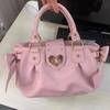 Harajuku Schleife Rosa Handtasche Geldbörse Damen Japanischer Stil Weich Lässig Umhängetasche Damen Süß Niedlich Große Kapazität Schultertaschen