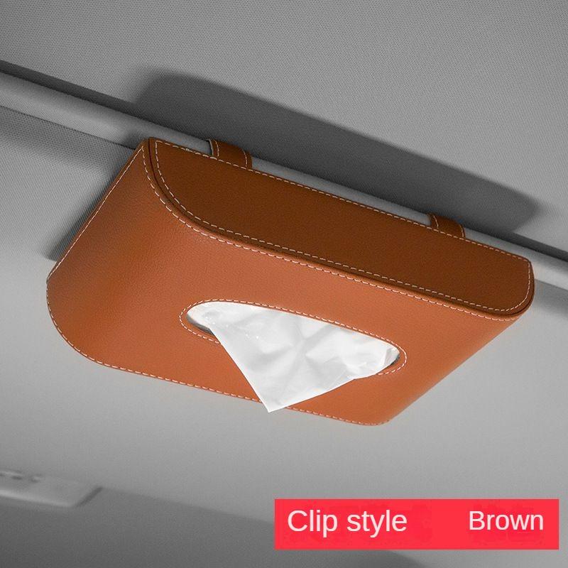 Car Tissue Box Multifunctional Creative Car Armrest Box Napkin Box PU Solid Color Hanging Car Tissue Holder Car Decoration