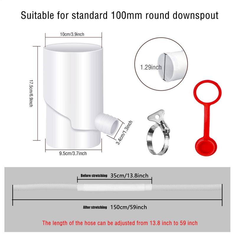 Regenwasserauffangsystem UV-beständig Wetterfest Regenfass Umleitungsset Tragbare Regentonnen zum Sammeln von Regenwasser von