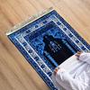 Mosque Dome Floral Islamic Prayer Mat, Foldable Fringed Portable Muslim Prayer Rug, Religious Worship Mat for Home Decor