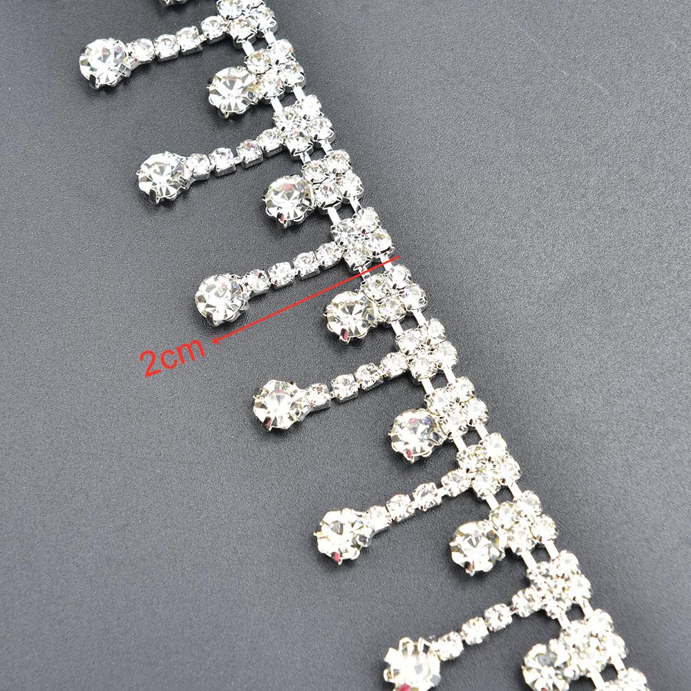 Beautiful Long Tassels Crystal Silver Diamond Chain Wedding Dress Necklace Garment Diy Decoration Sewing Costume Applique Trims