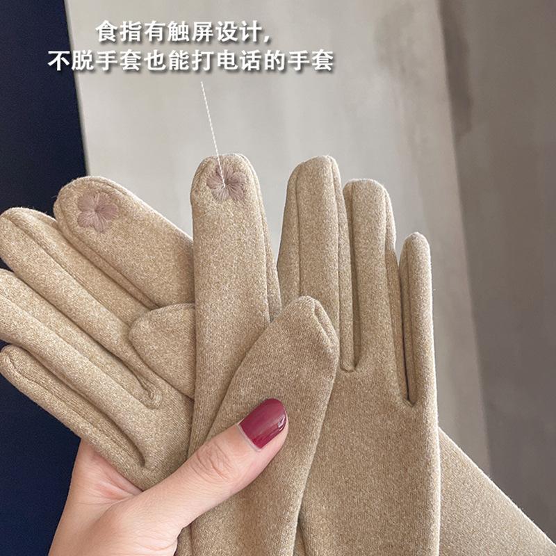 Gloves women can drive, fleece, thicker, cold-proof and warm, gentle trade explosion