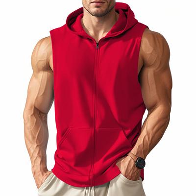 Heren Zomer Nieuwe Collectie Capuchon Mouwloos Rits Vest Lichtgewicht Sport Fitness Casual Vest
