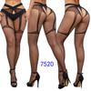 Women's Sexy Crotchless Fishnet Suspender Stockings with Eye Jacquard Design - Style 7501