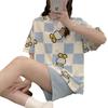Women's Plus Size Summer Cartoon Pajama Set - Cute Donald Duck Short Sleeve Homewear